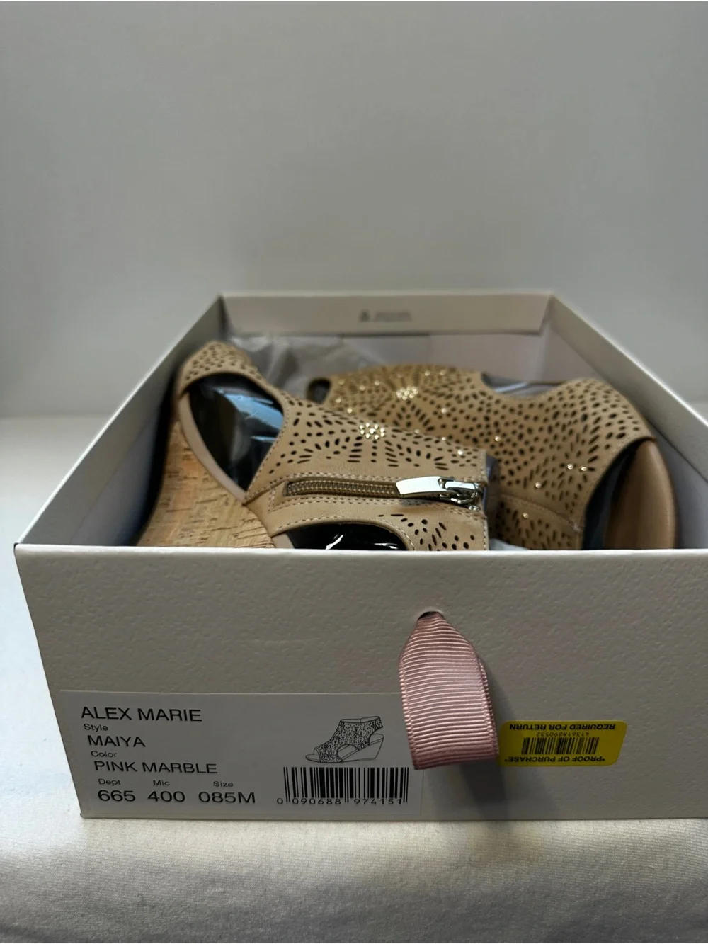 Alex Marie- Maiya- Pink Marble Cork Wedge Sandals- 8.5